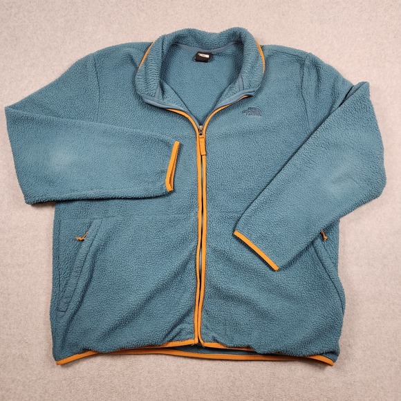 The North Face Dunraven Sherpa Fleece Mens 2XL Blue Full Zip Jacket Coat - Picture 2 of 10